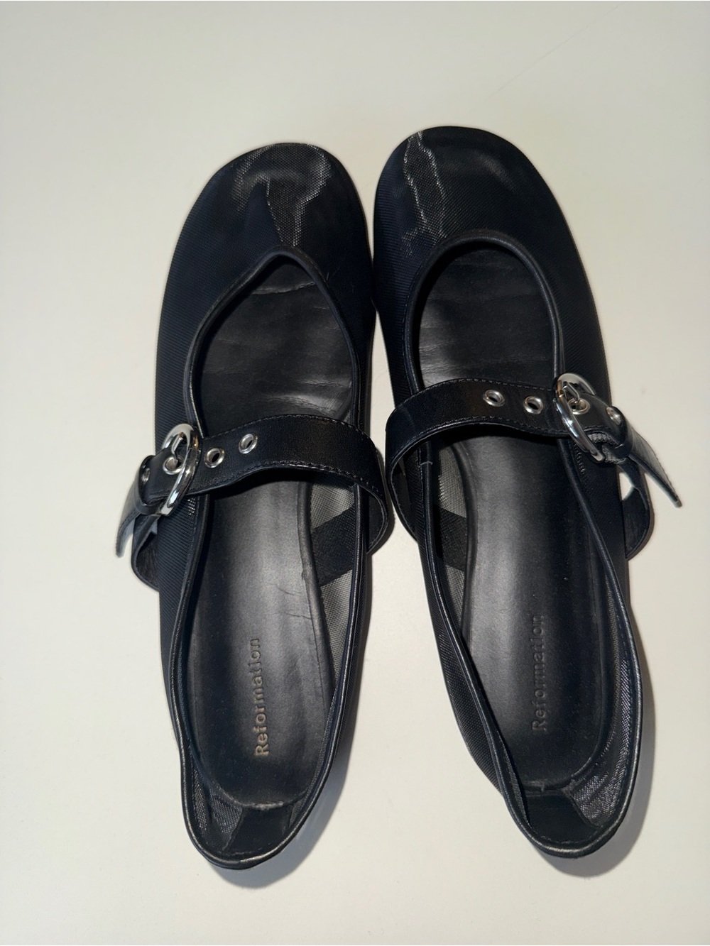 Reformation Bethany Black Mesh Flats - Picture 2 of 3
